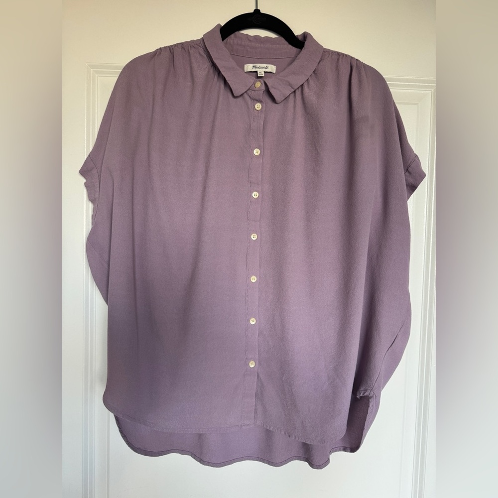 EUC Madewell Lilac Central Drapey Button Down Shirt, Size XL - Picture 2 of 11